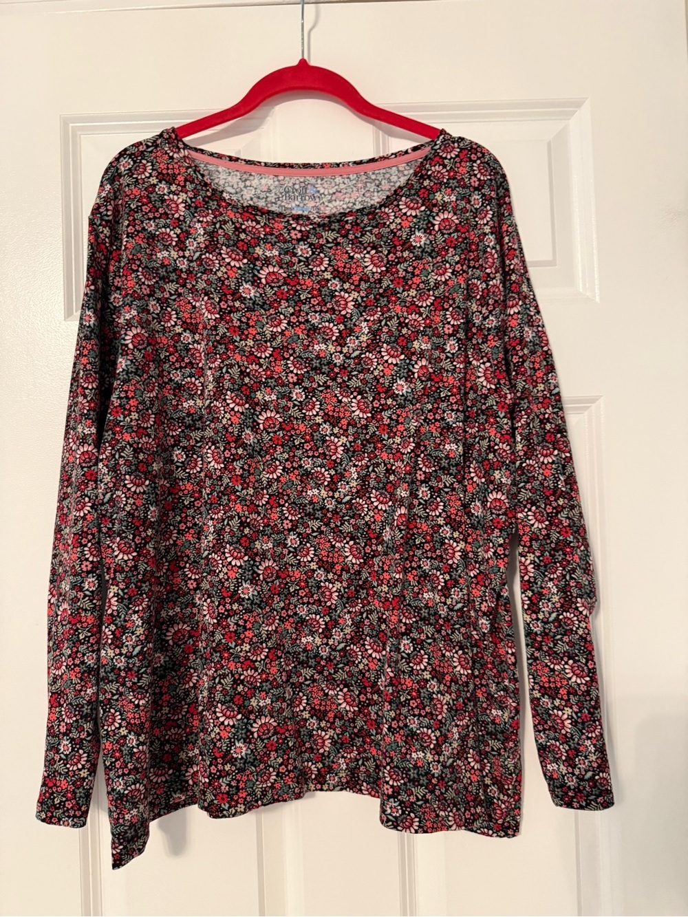 Croft & Barrow | Red, Black Floral Class Long Sleeve Tee | Size 2XL